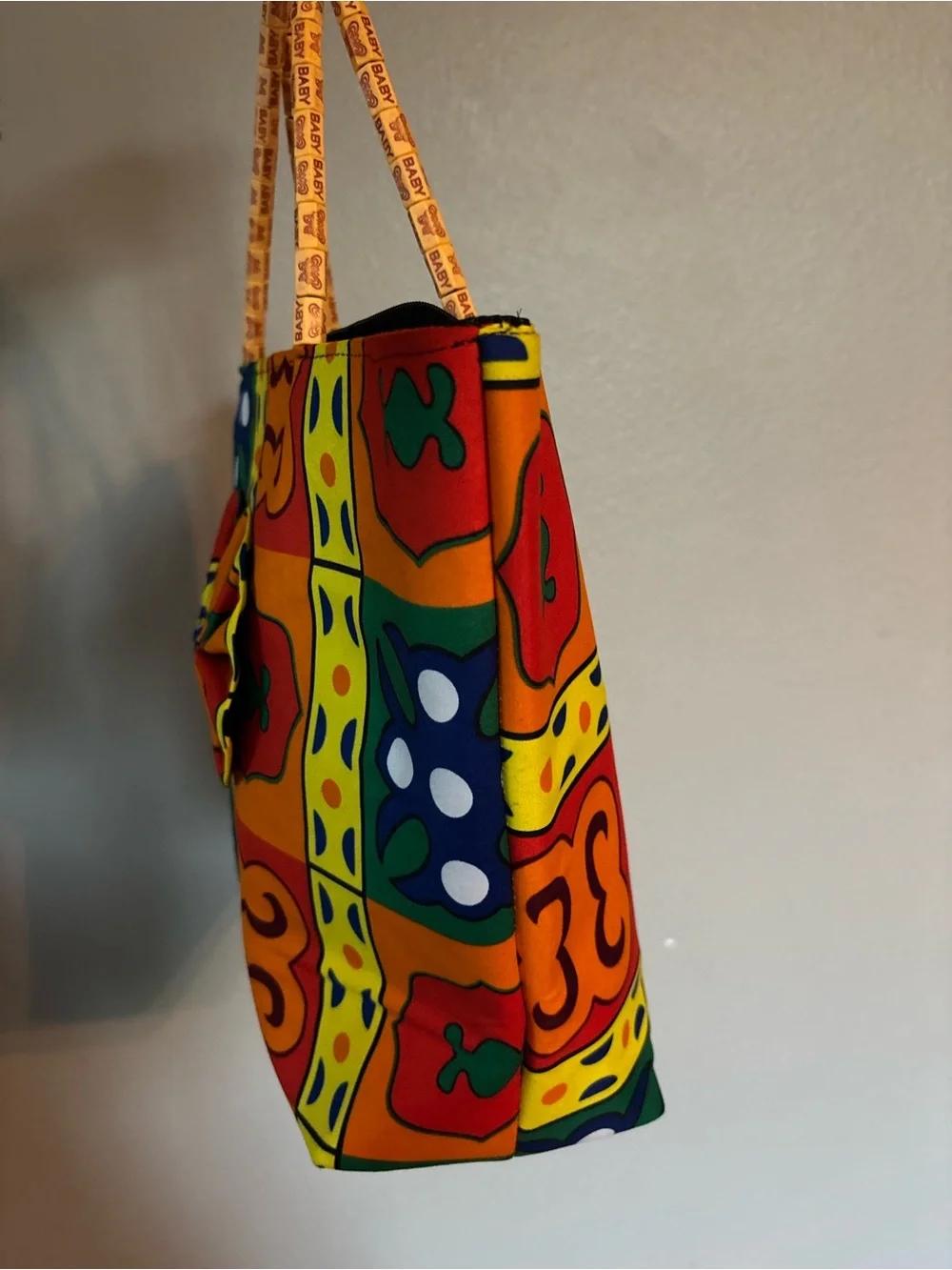 Colorful Patterned kente Tote Bag with Floral Accent - Multicolor